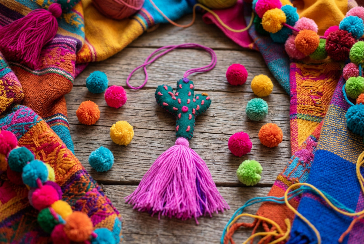Portachiavi Cactus e Pom Pom Mex