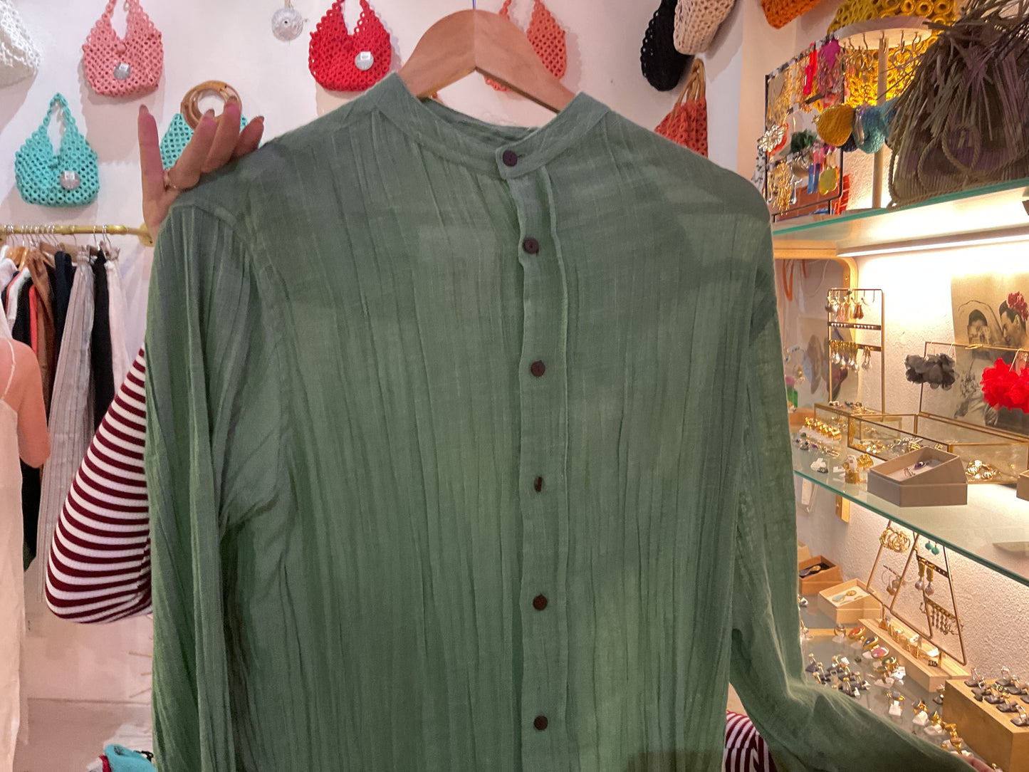 Camicia verde manica lunga