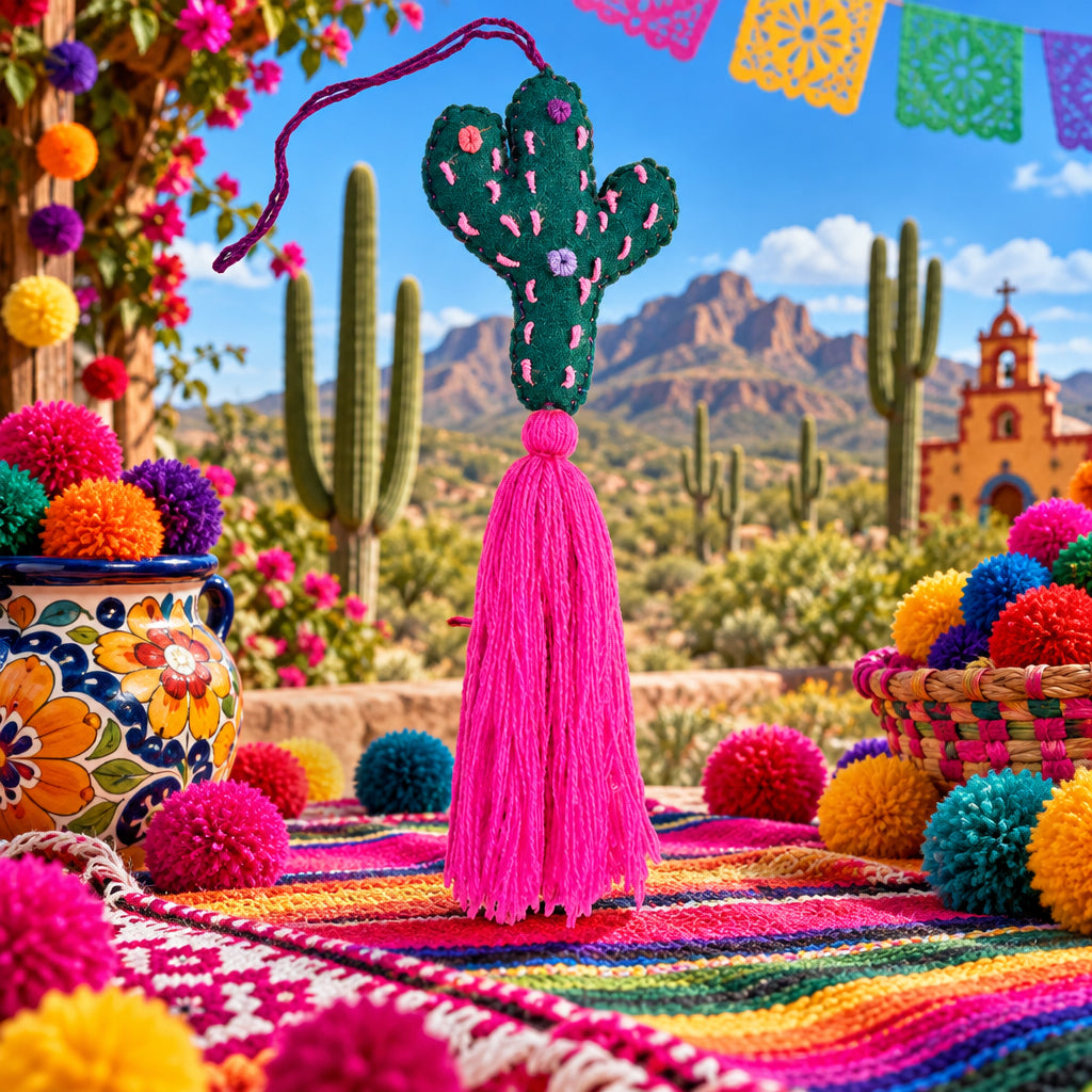 Portachiavi Cactus e Pom Pom Mex