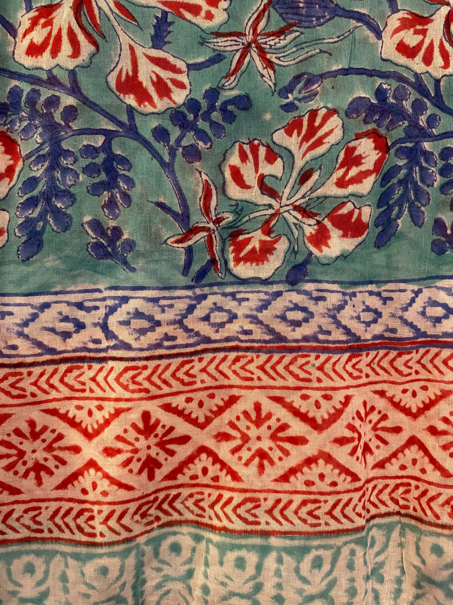 Pareo BLU ROSSO block printed