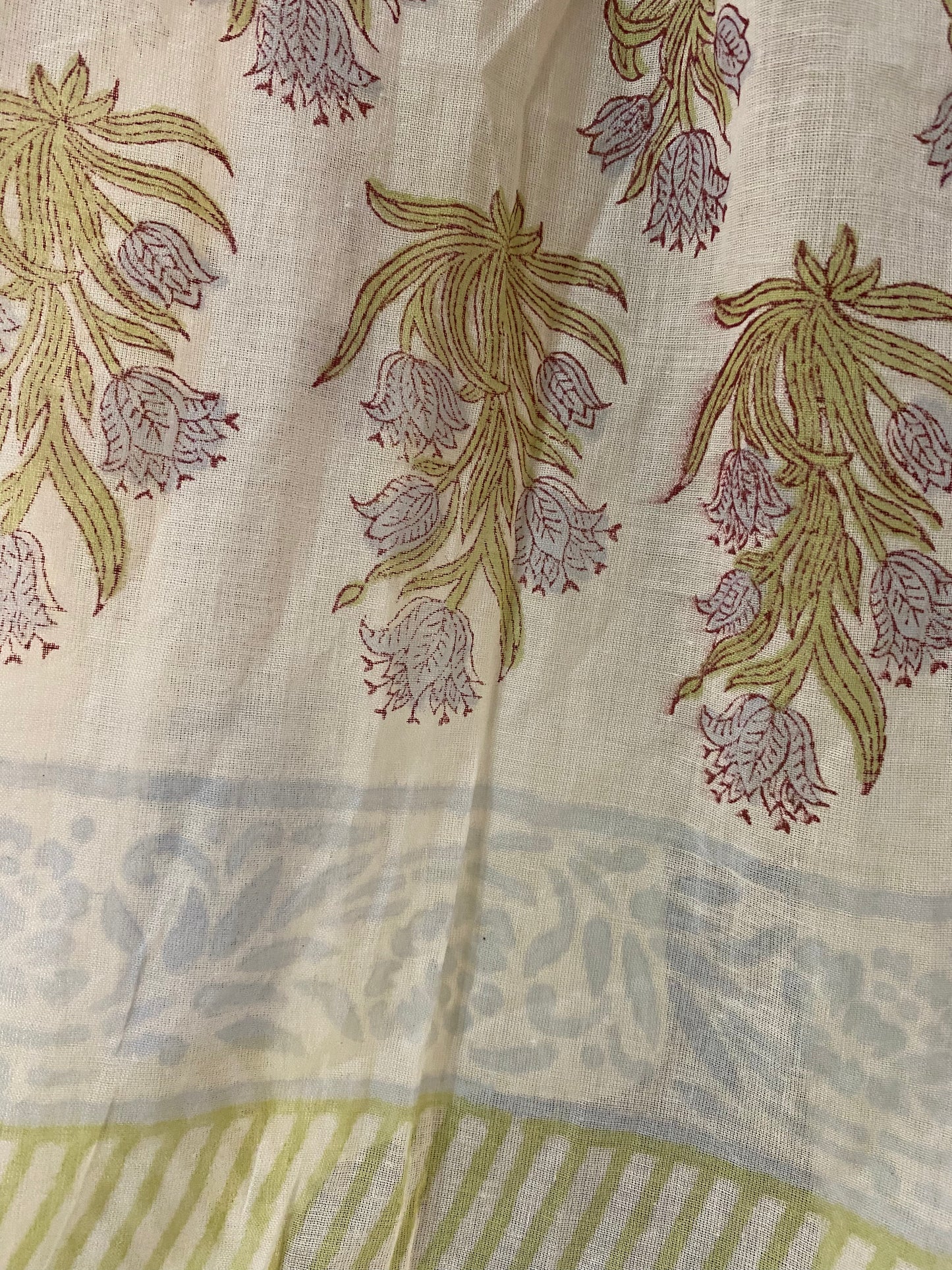 Pareo VERDE BIANCO block printed