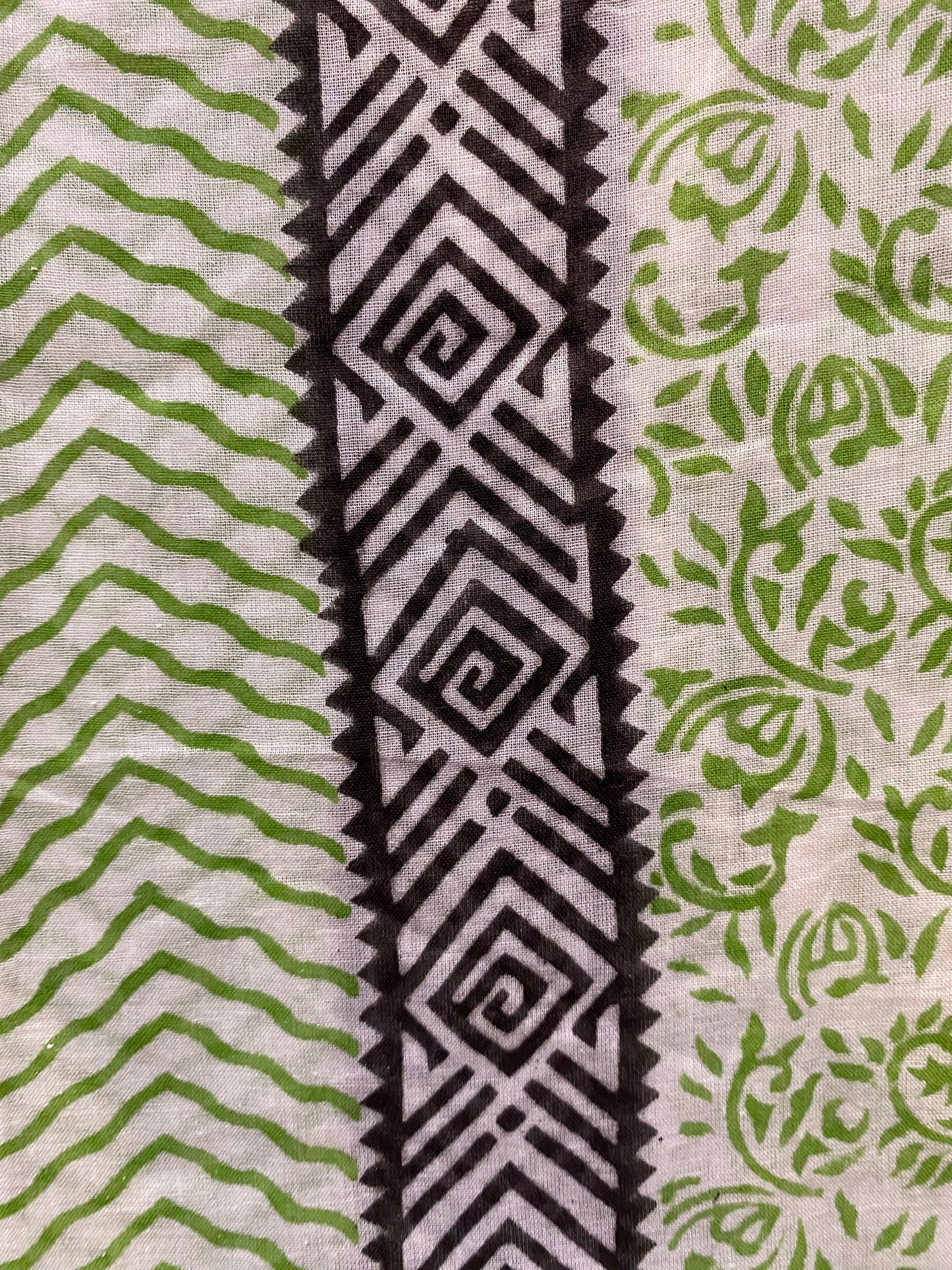 Pareo VERDE NERO block printed