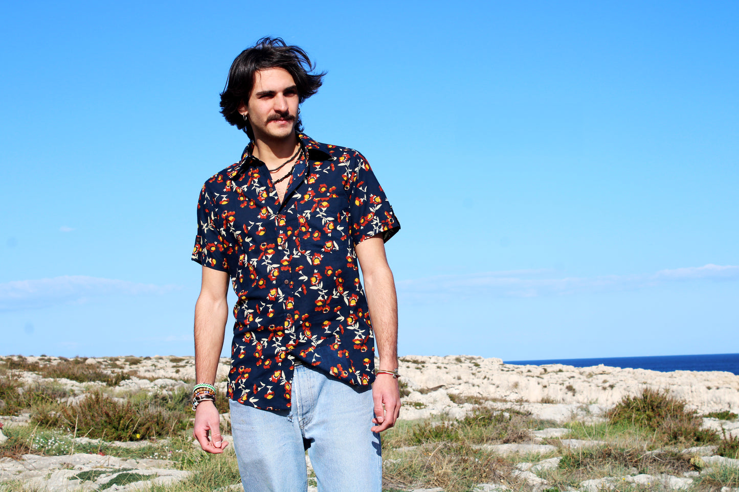 Fire flower cotton shirt