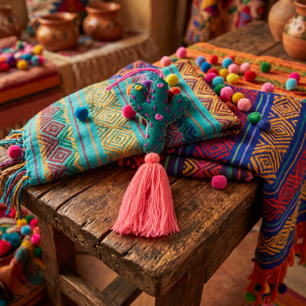 Portachiavi Cactus e Pom Pom Mex