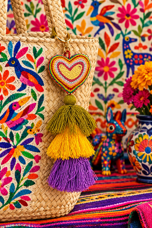 Portachiavi Cuore e Pom Pom Mex