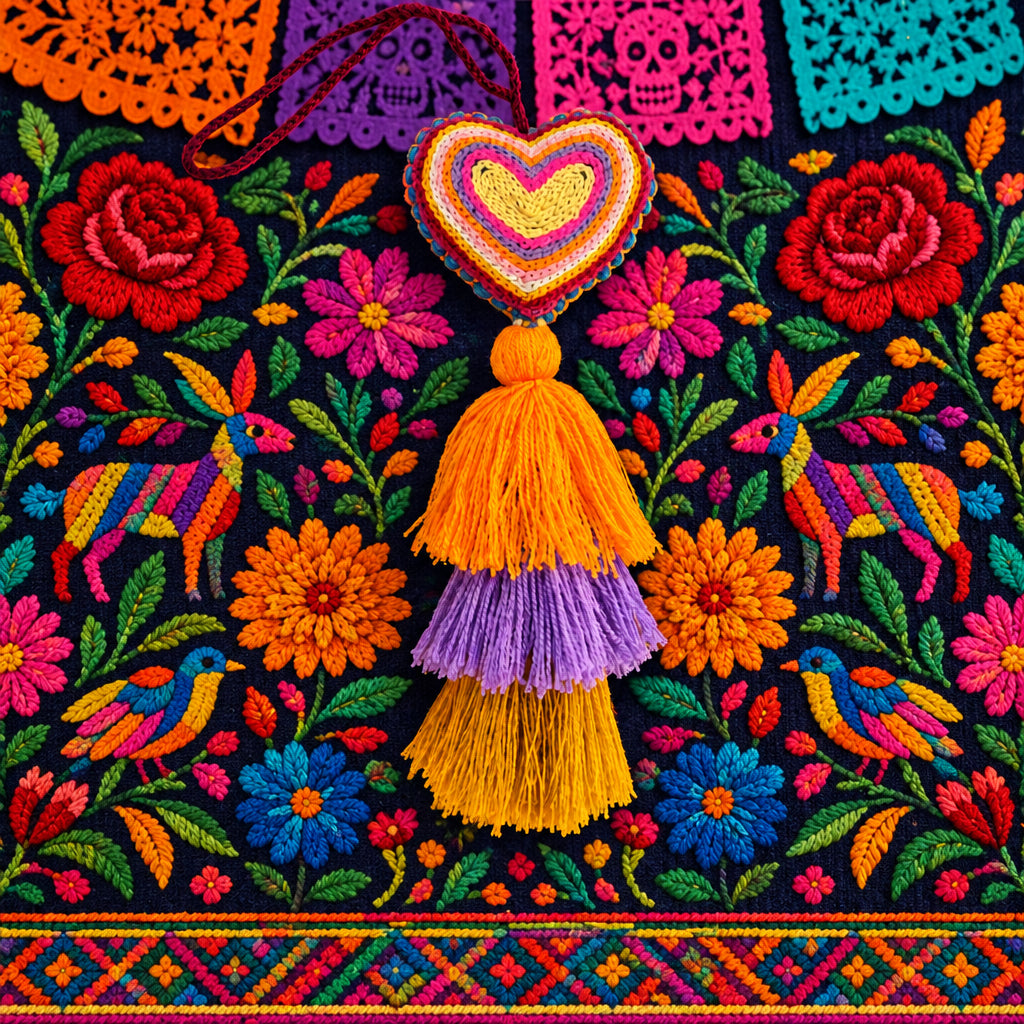Portachiavi Cuore e Pom Pom Mex