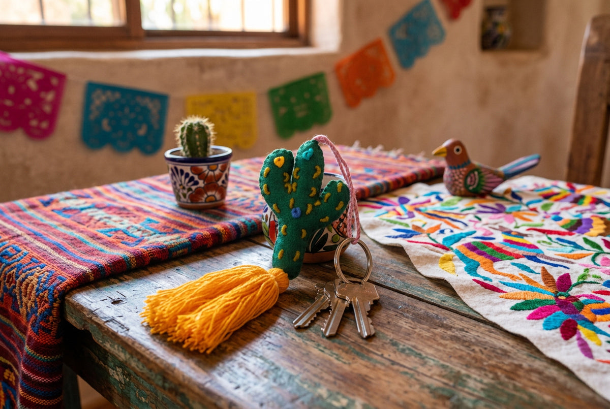 Portachiavi Cactus e Pom Pom Mex