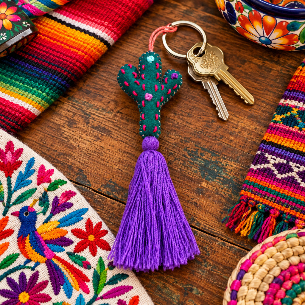 Portachiavi Cactus e Pom Pom Mex