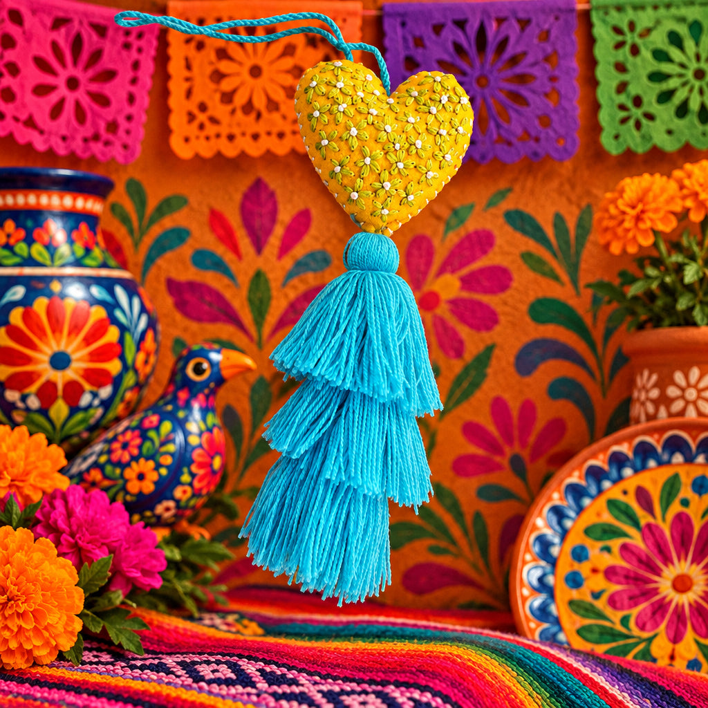 Portachiavi Cuore e Pom Pom Mex