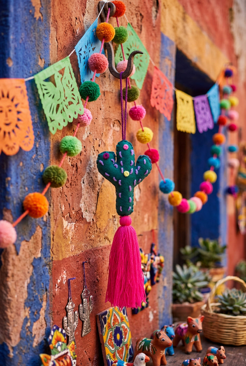 Portachiavi Cactus e Pom Pom Mex