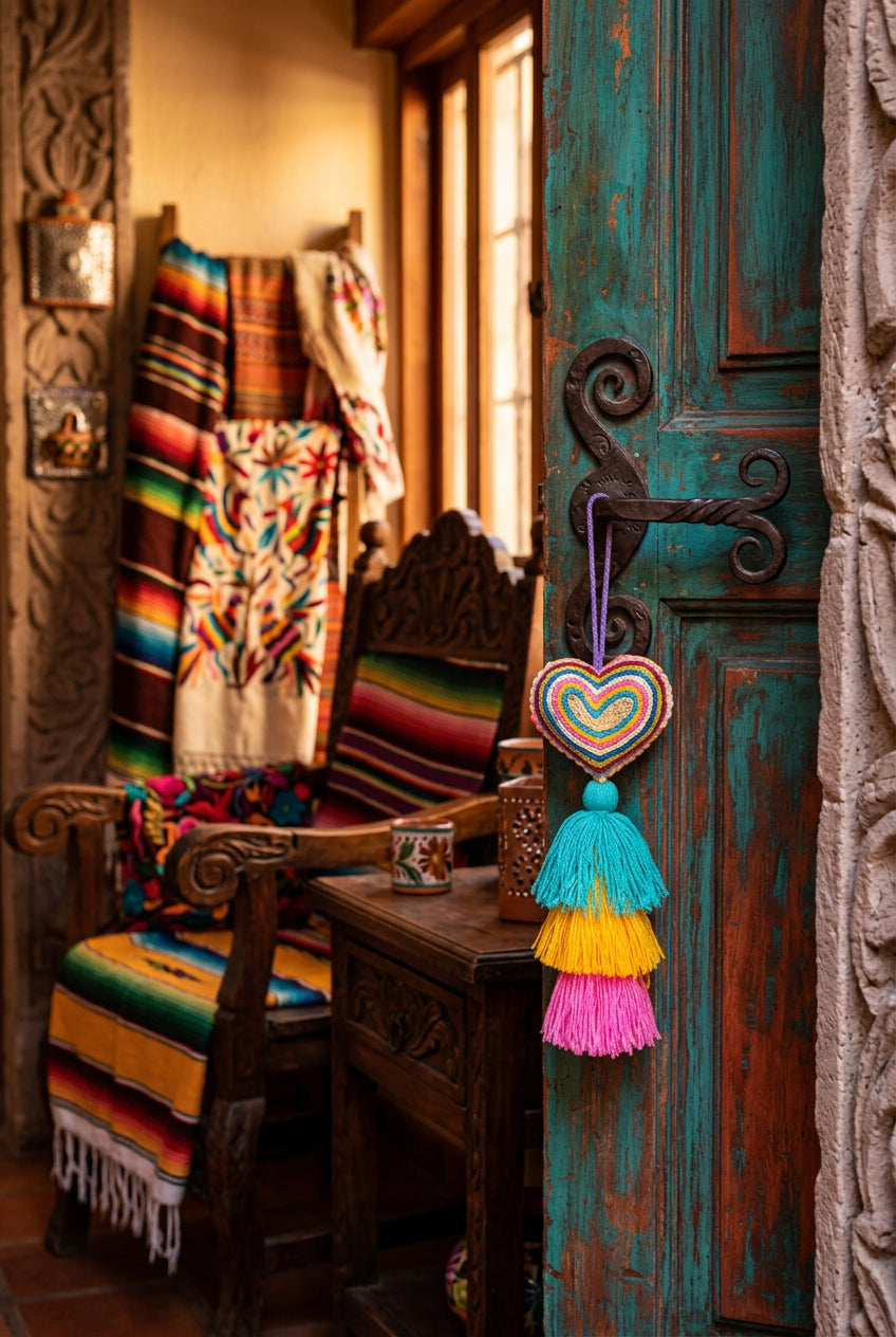 Portachiavi Cuore e Pom Pom Mex