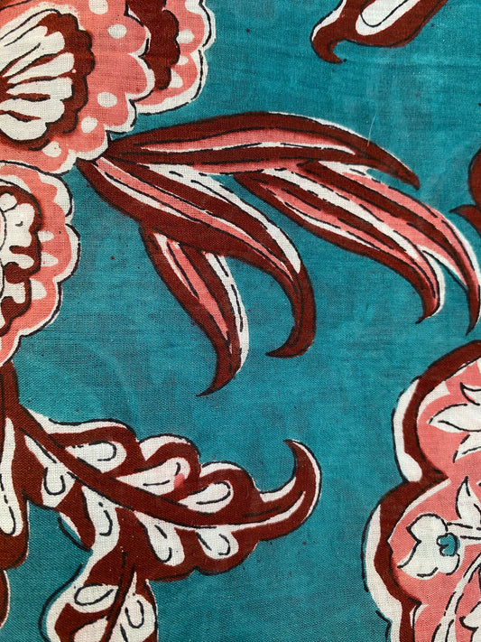 Pareo TURCHESE block printed