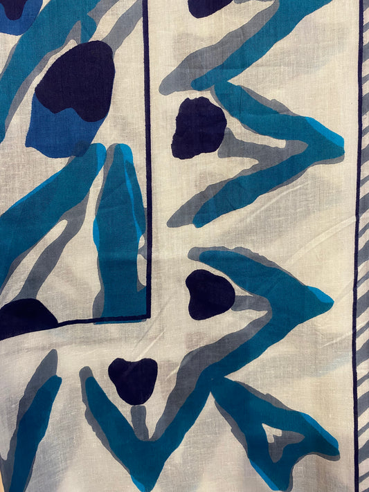 Pareo FIORI BLU block printed