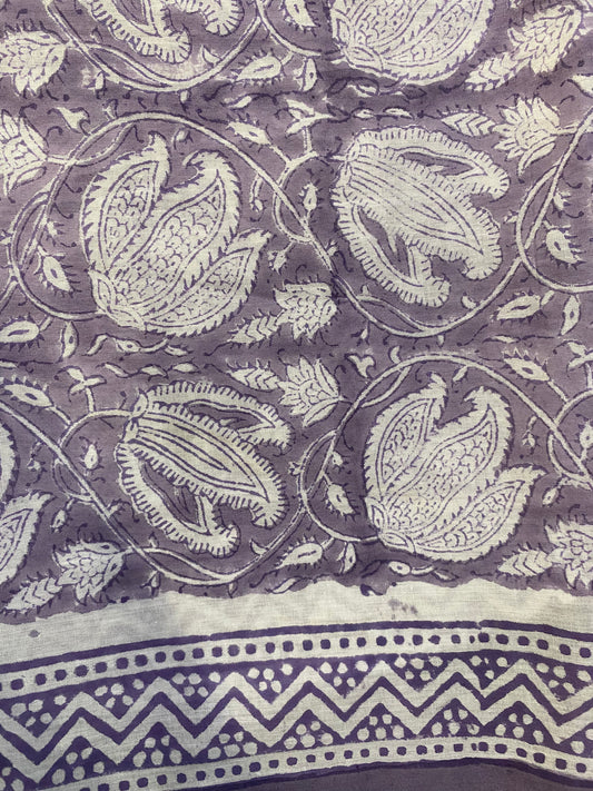 Pareo VIOLA BIANCO block printed