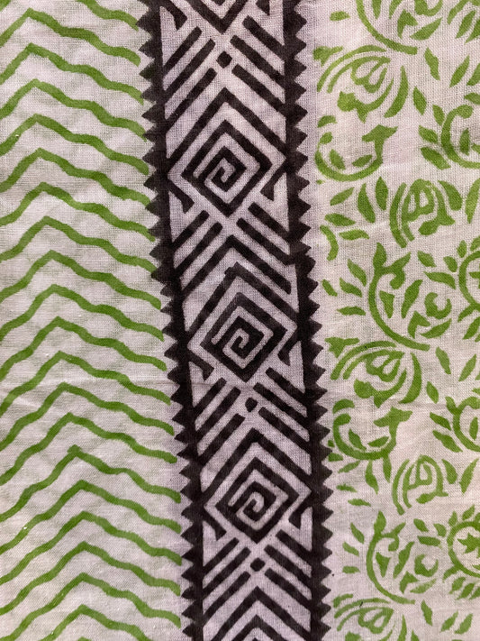 Pareo VERDE NERO block printed