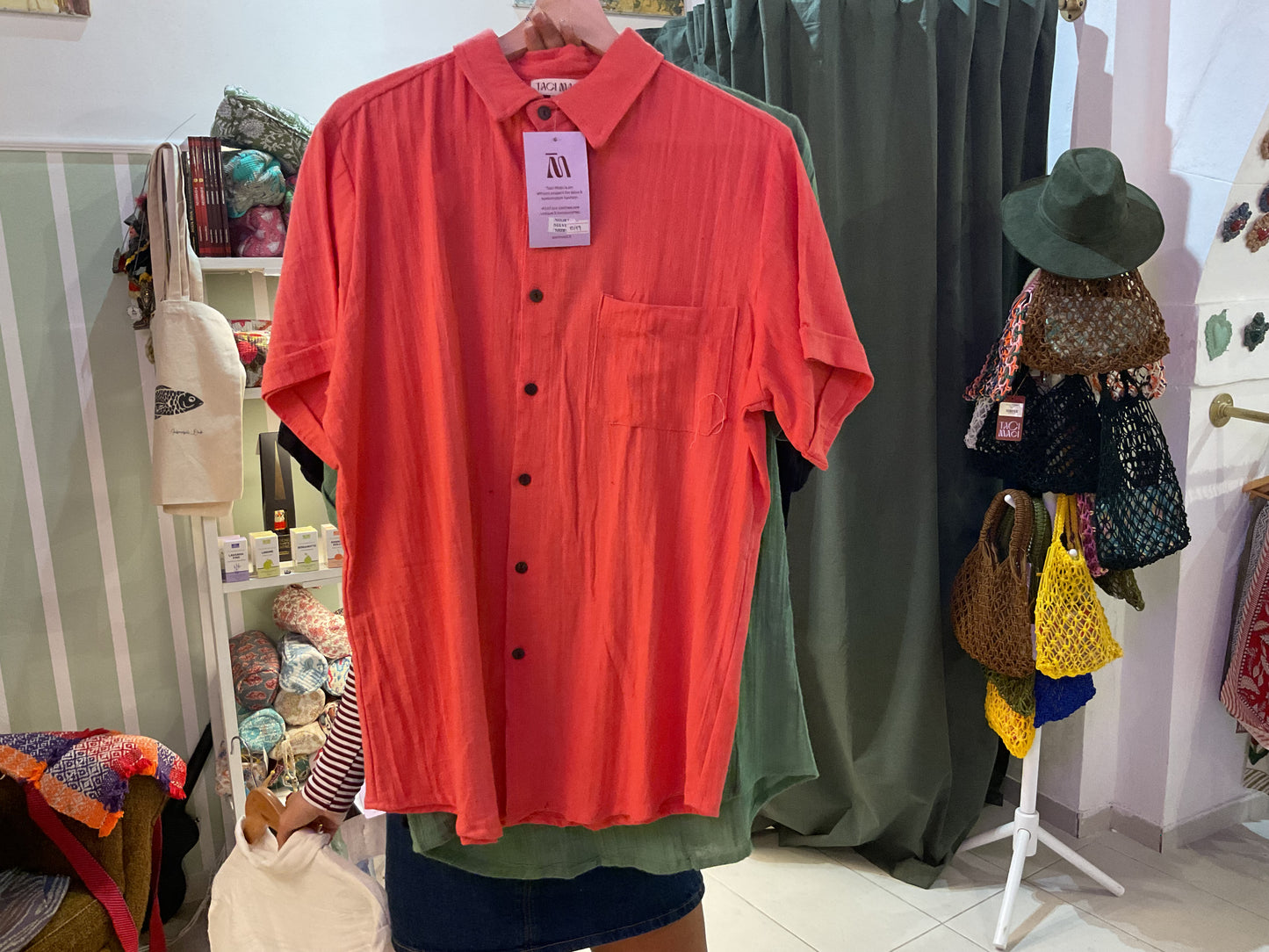 camicia corallo manica corta