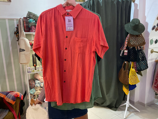 camicia corallo manica corta