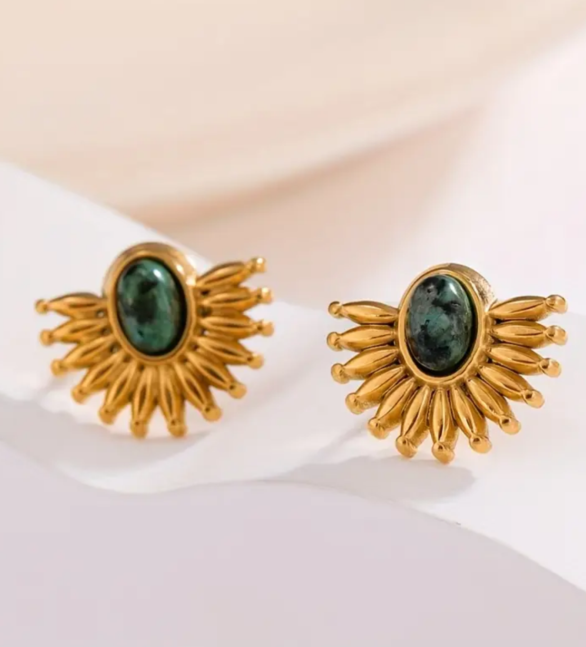 Orecchini pietra dura a ventaglio